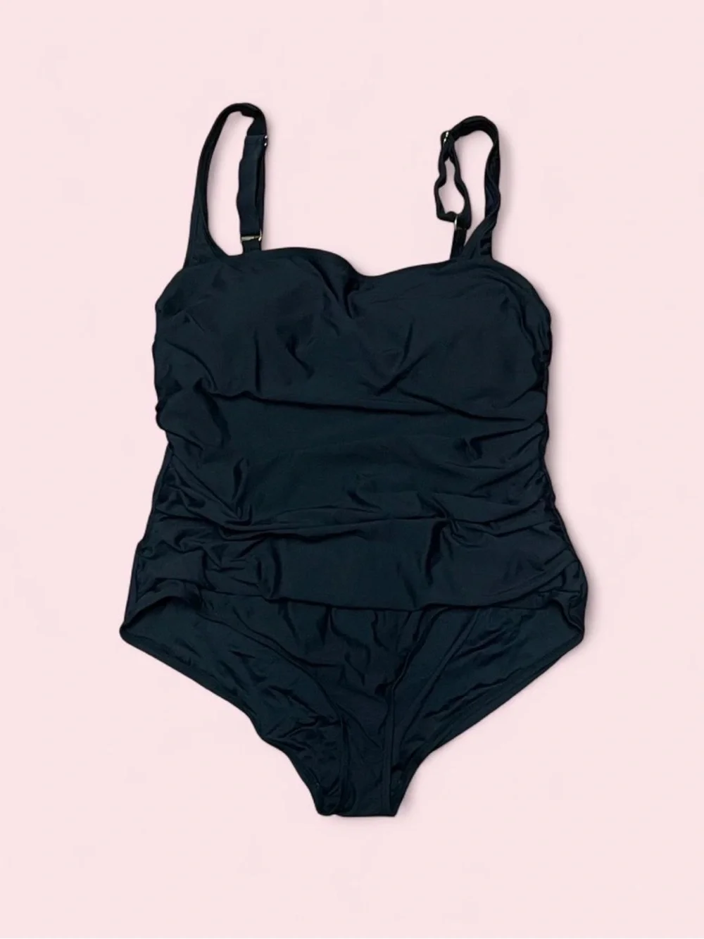 Anne Cole Limited Edition Plus Size Square Neck One Piece Swimsuit XXL 18 Black